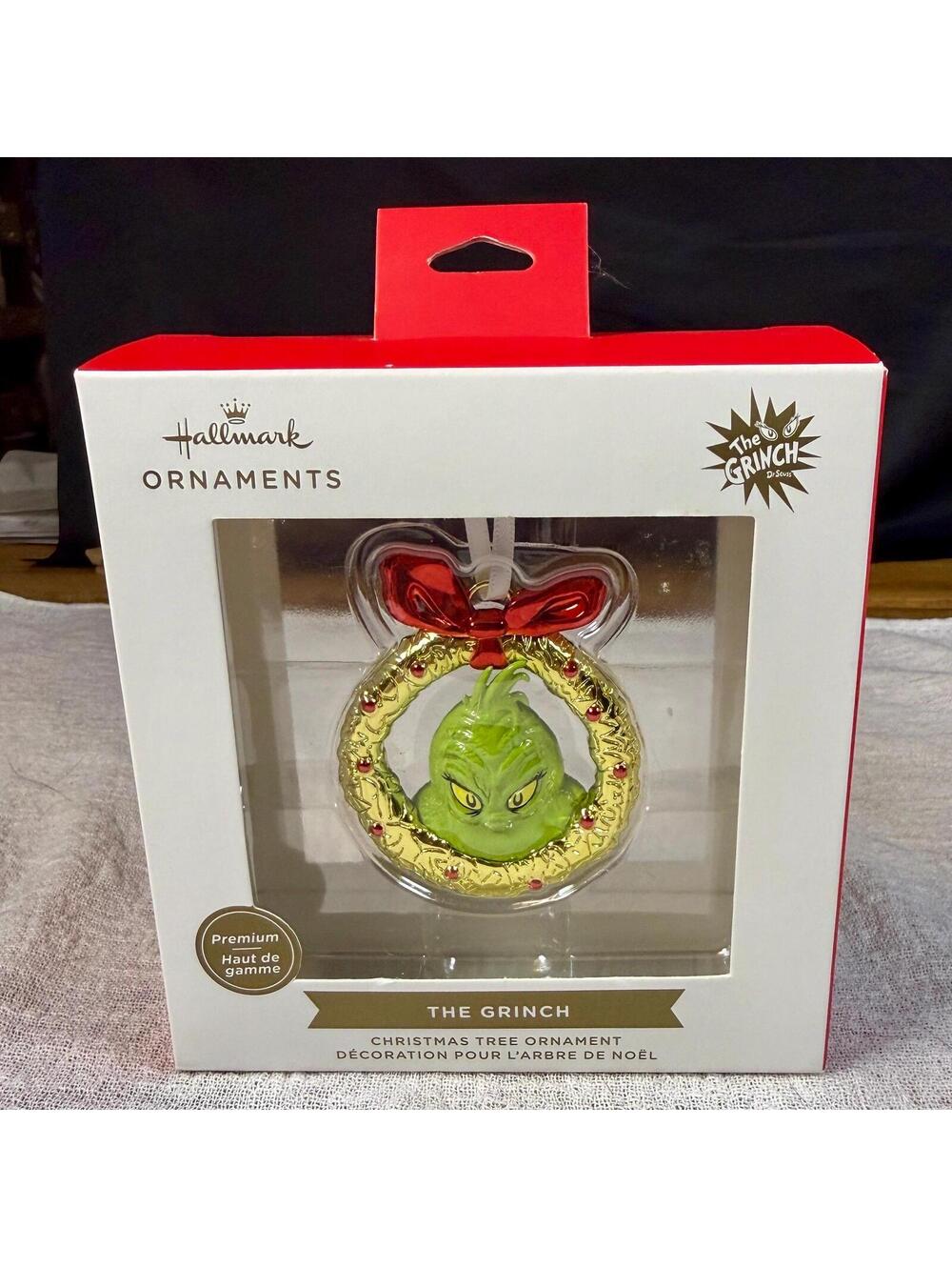 The Grinch - Face in Wreath - Premium Metal - Hallmark Ornament - NRFB